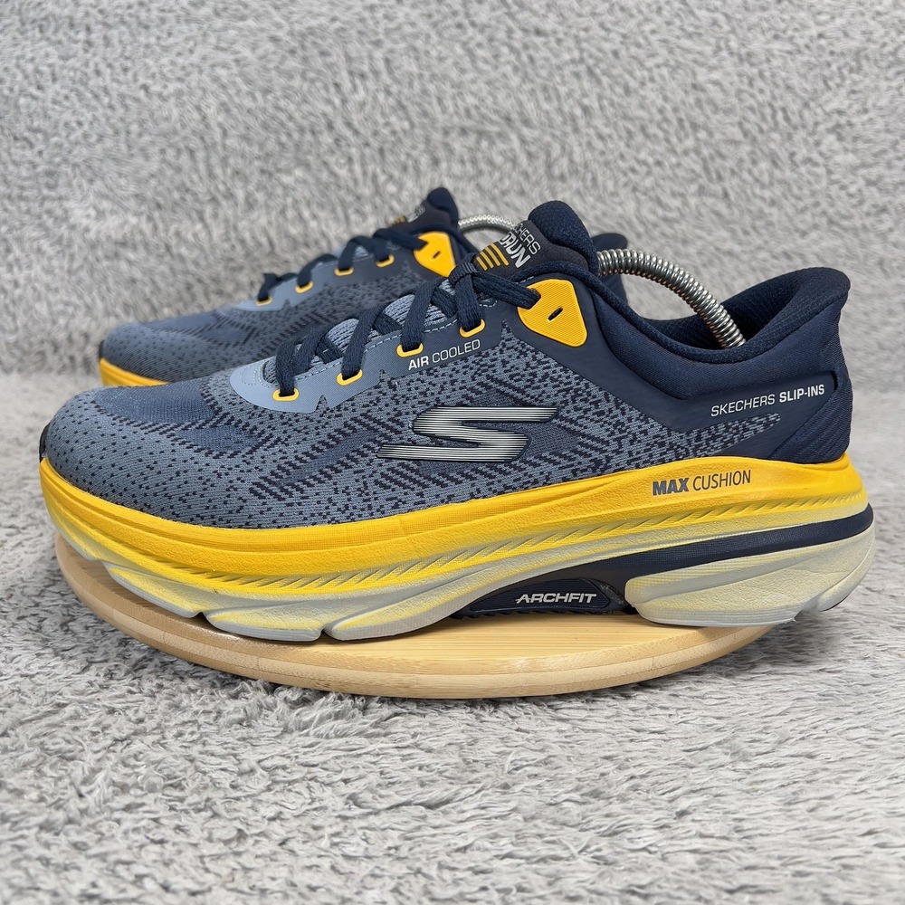 Skechers Max Cushioning Arch Fit 2.0 Shoes Mens 9.5 Wide Fit Blue Yellow GOrun